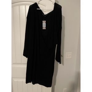 Black Sweater V-Neck Dress